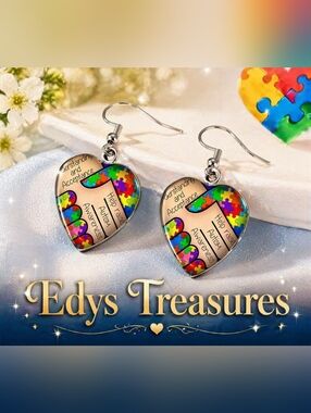 New Autism Heart Puzzle Earrings